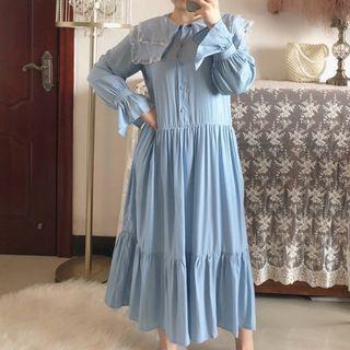 Bell-sleeve Maxi A-line Dress