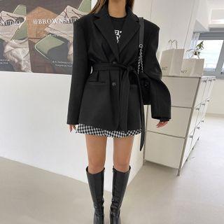 Single-breasted Boxy Jacket With Sash