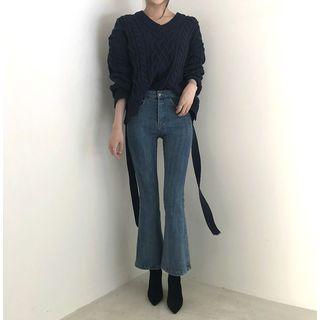 Lace-up Slim-fit Boot-cut Jeans