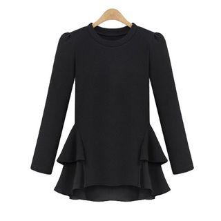 Long-sleeve Ruffle Hem T-shirt