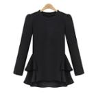 Long-sleeve Ruffle Hem T-shirt