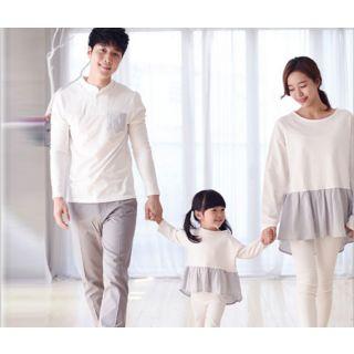 Family Matching Ruffle Trim Long Sleeve T-shirt / Pocketed Long Sleeve T-shirt