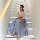 Paperbag-waist Two-tone Dress