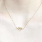 Knot Pendant Alloy Necklace 1pc - Gold - One Size