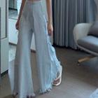 Fringed Hem High-waist Wide-leg Jeans