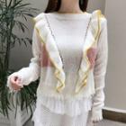 Frilled Long-sleeve Mohair Knit Sweater