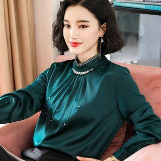 Long-sleeve Crinkled Chiffon Blouse / Dress Pants / Set