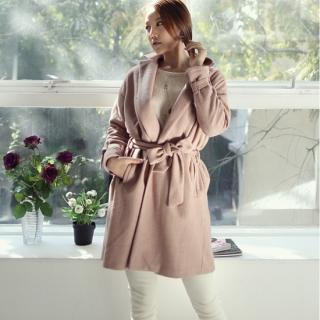 Open-front Coat With Sash