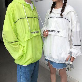 Couple Matching Lettering Half-zip Top