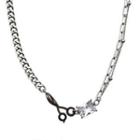 Scissors Rhinestone Pendant Stainless Steel Necklace