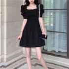 Short-sleeve Dotted Mini Chiffon Dress As Shown In Figure - One Size