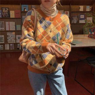Argyle Sweater Yellow - One Size