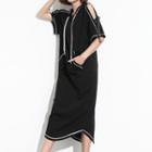 Hooded Short-sleeve Midi Dress