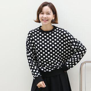 Polka-dot Boxy Pullover Black - One Size