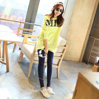 Set: Letter Long-sleeve Top + Skinny Pants