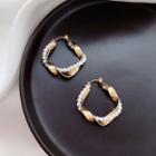 Twisted Alloy Faux Pearl Hoop Earring 1 Pair - Gold - One Size