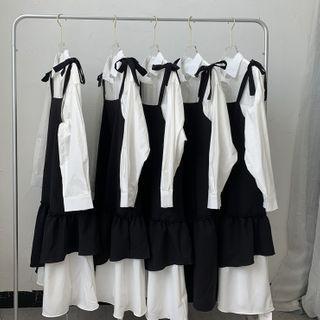 Sleeveless Two Tone A-line Dress / Shirt