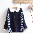 Set: Lace-up Sweater + Lace-trim Shirt