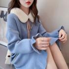 Bell-sleeve Collared Sweater Dress