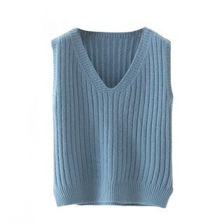 Ribbed Sweater Vest Blue - S