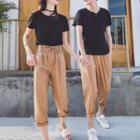 Couple Matching Set: Short-sleeve T-shirt + Cropped Pants