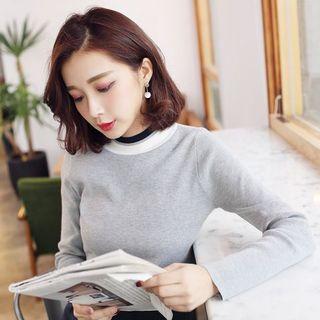 Contrast-neckline Sweater