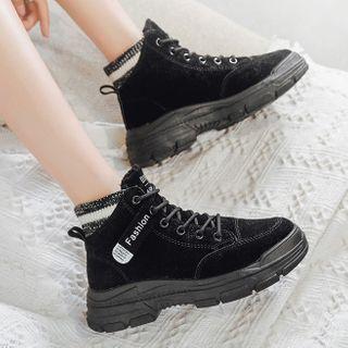 Fleece-lined Faux Suede High-top Sneakers