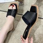 Block Heel Perforated Slide Sandals
