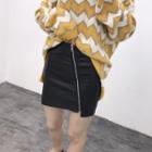 Side Zip Faux Leather Mini Pencil Skirt