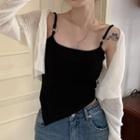 Asymmetrical Cropped Camisole Top / Cardigan