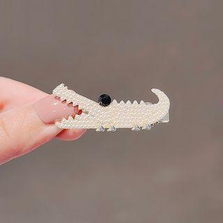 Crocodile Rhinestone Faux Pearl Hair Clip