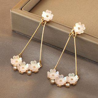 Rhinestone Resin Flower Dangle Earring