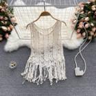 Cutout Fringe Tank Top Cover-up