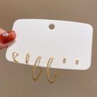 3 Pair Set: Alloy Earring (various Designs) A089 - 3 Pairs - 925 Silver - Gold - One Size