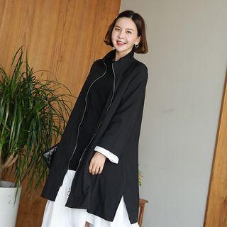 High-neck Long Zip Jacket