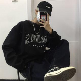 Letter Print Fleeced Sweatshirt