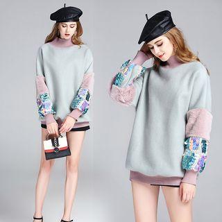 Sequined Panel Long Pullover