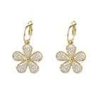 Flower Drop Earring 1 Pair - Transparent & Gold - One Size