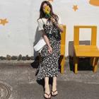 Short-sleeve Crew Neck T-shirt / Spaghetti-strap Floral Midi Dress