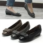 Genuine-leather Bow-front Flats