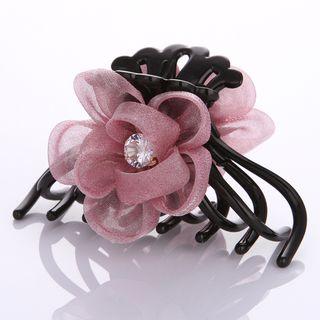 Rhinestone Chiffon Flower Hair Clamp