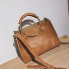 Faux-leather Ring-handle Handbag
