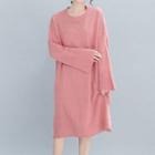 Plain Sweater Dress Pink - One Size