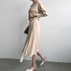 Dolman-sleeve Long Knit Dress