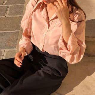 Pocket-front Shirred Loose-fit Shirt