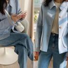 Wool Blend Single-breasted Jacket Sky Blue - One Size