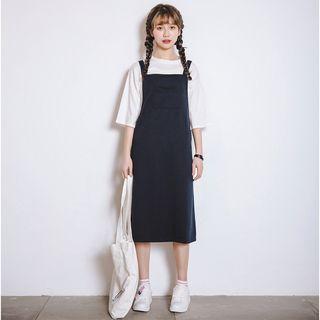 Set: Elbow-sleeve T-shirt + Jumper Dress