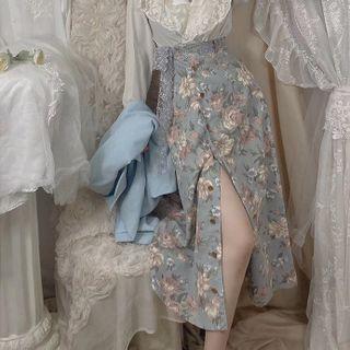 Floral Print Midi Skirt / Shirt