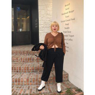 Zip-front Pleated Jogger Pants