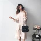 Frill-neck Ruffle-tiered Dress